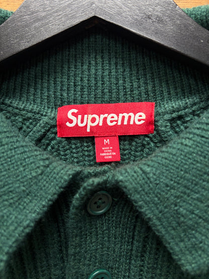 AW2024 Supreme ‘Mini Box Logo’ Dark Green Ribbed Knit Polo Sweater