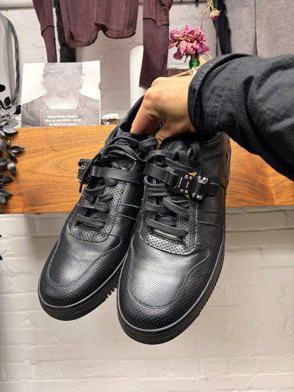 1017 Alyx 9SM Black Leather ‘Roller Buckle’ Low Top Sneakers