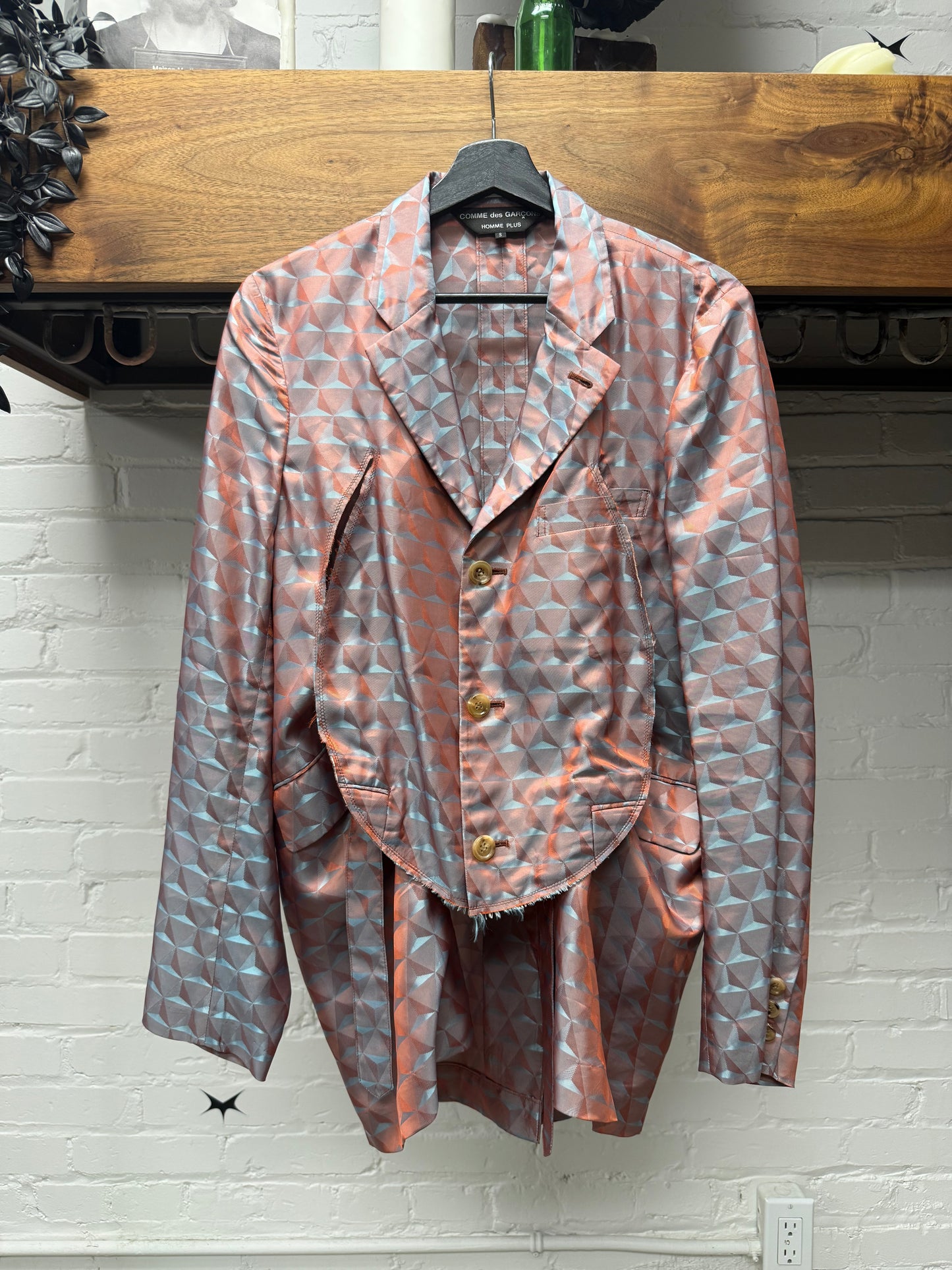 SS2019 Comme Des Garçons Homme Plus Deformed Shape Pink/Teal Blazer