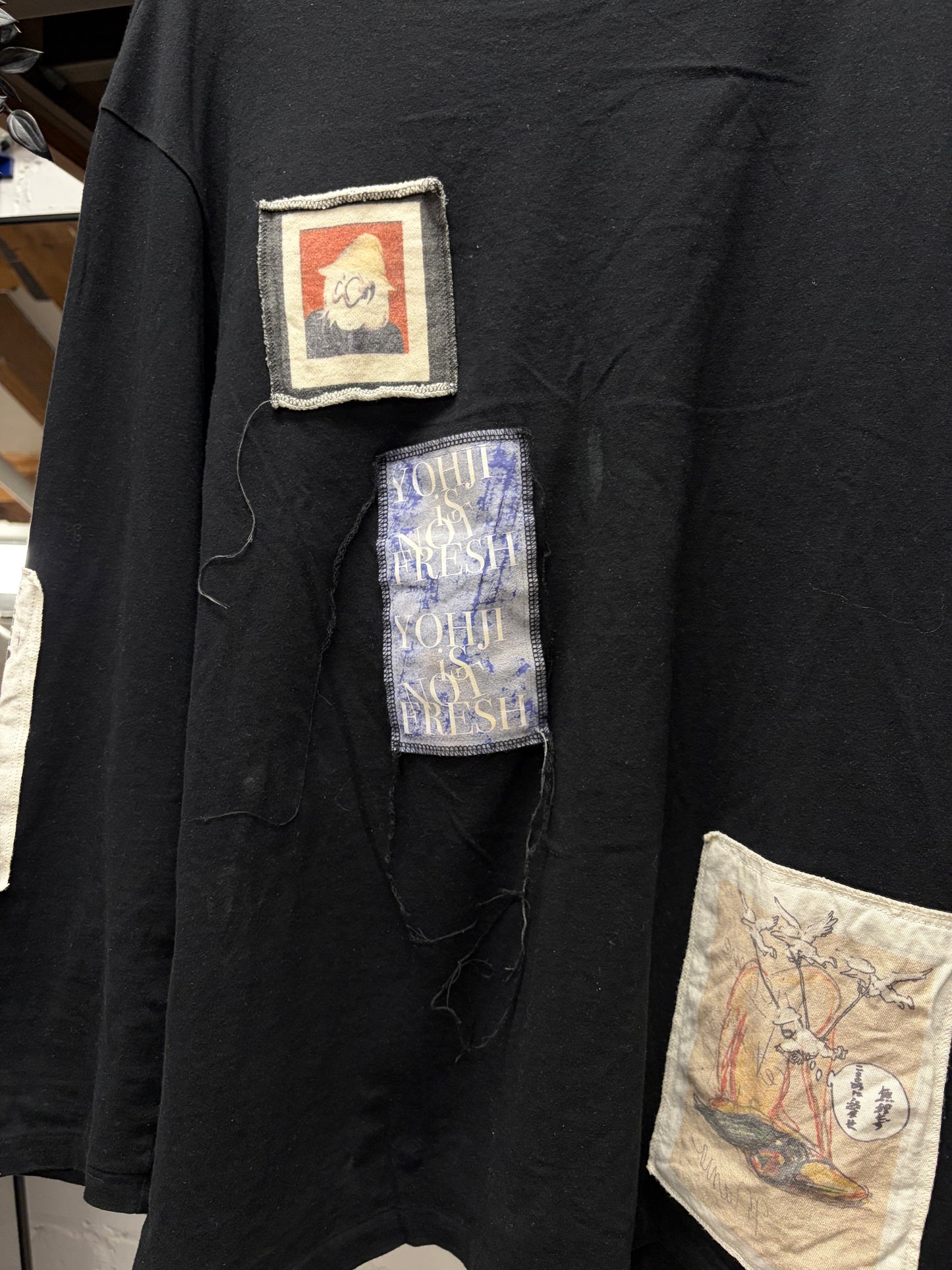 SS2019 Yohji Yamamoto Pour Homme ‘Patchwork’ Black Long Sleeve Shirt
