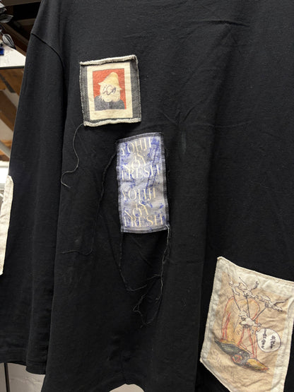 SS2019 Yohji Yamamoto Pour Homme ‘Patchwork’ Black Long Sleeve Shirt