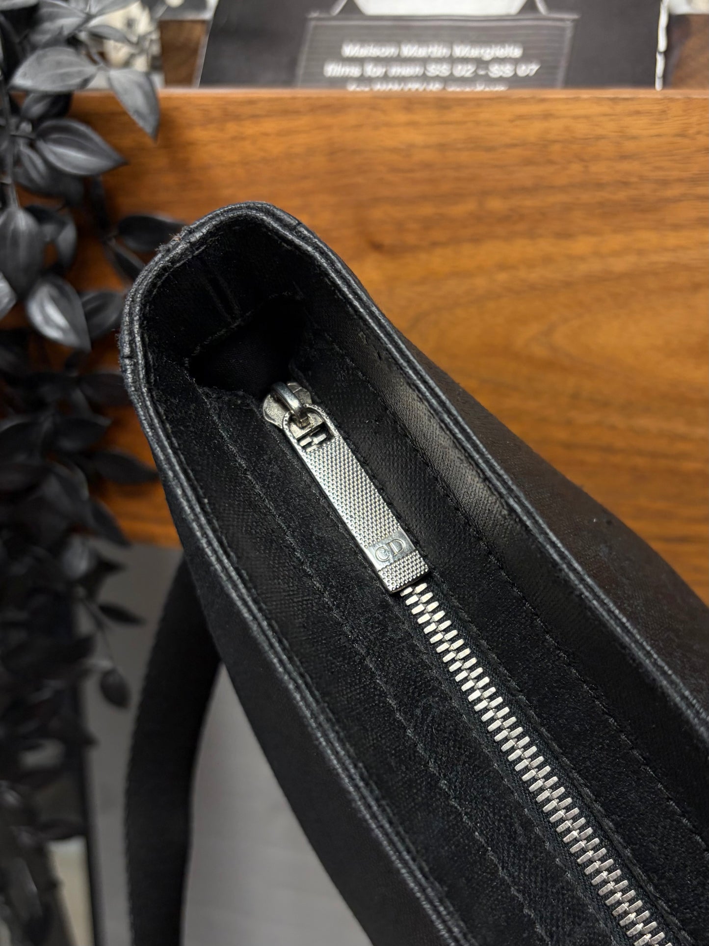2006 Dior Homme by Hedi Slimane Waxed Black Crossbody Messenger Bag