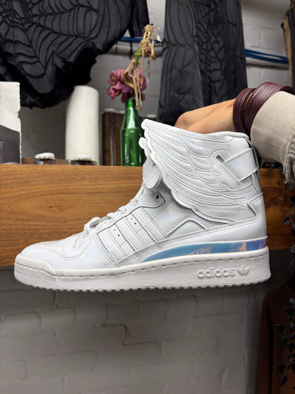 Jeremy Scott x Adidas ‘Wings 4.0’ Opal White ‘Forum’ High Top Sneakers