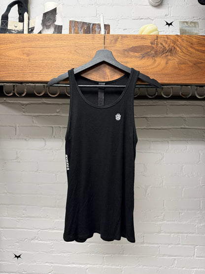 Chrome Hearts ‘Black Label’ Embroidered Logo Black Ribbed Tank Top