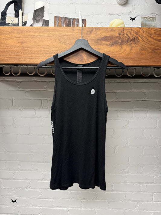 Chrome Hearts ‘Black Label’ Embroidered Logo Black Ribbed Tank Top