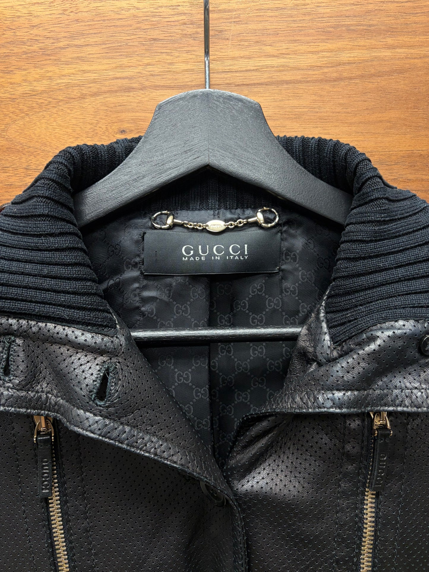 SS2005 Gucci by Frida Giannini Black Lambskin Leather Bomber Jacket