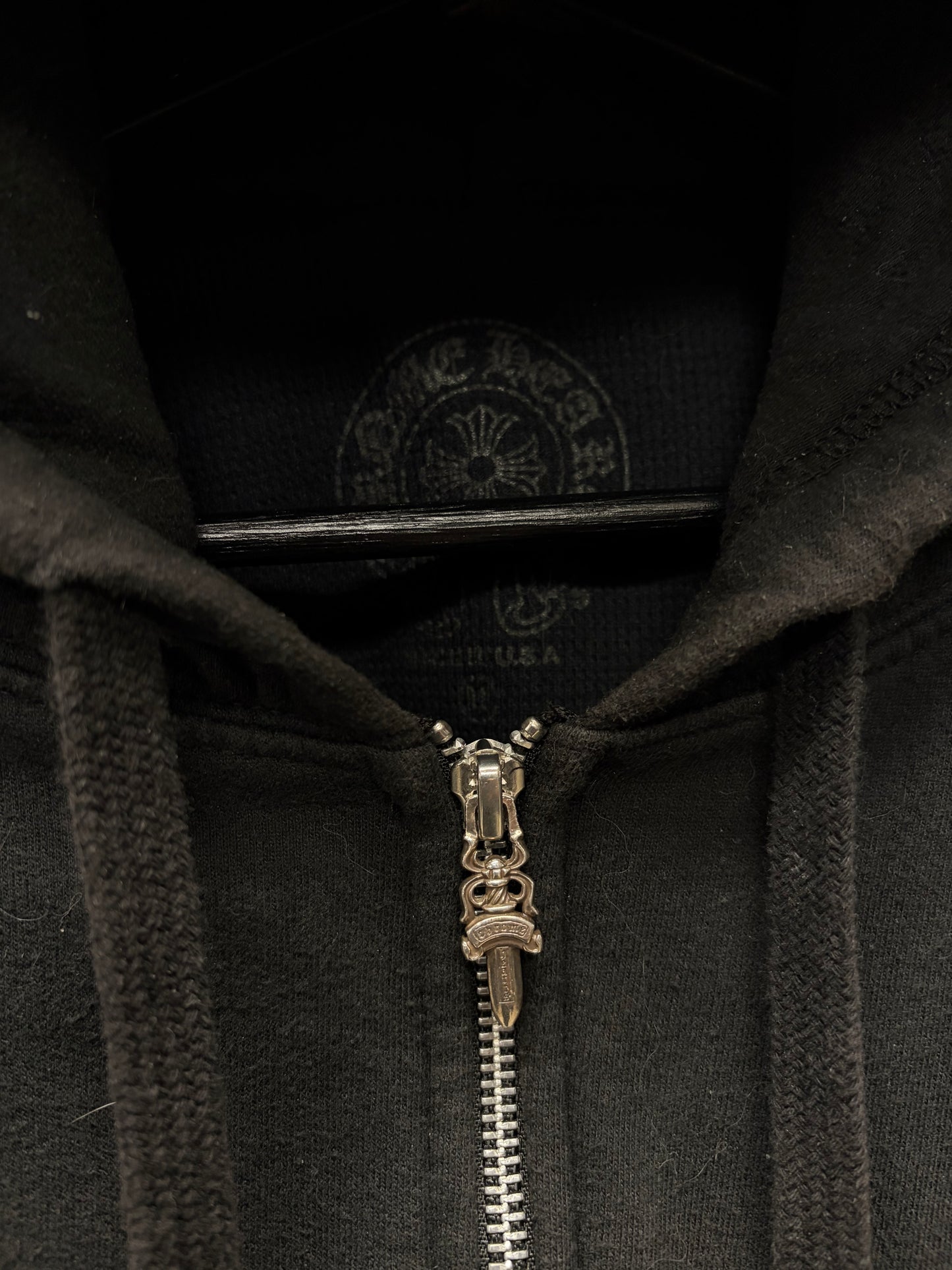Chrome Hearts Thermal Lined ‘Floral Sleeve’ Black Dagger-Zip Hoodie