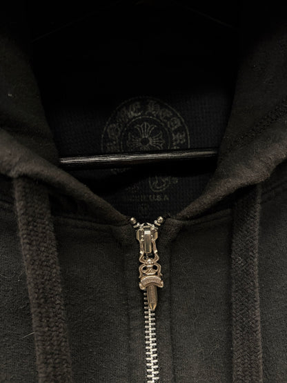 Chrome Hearts Thermal Lined ‘Floral Sleeve’ Black Dagger-Zip Hoodie