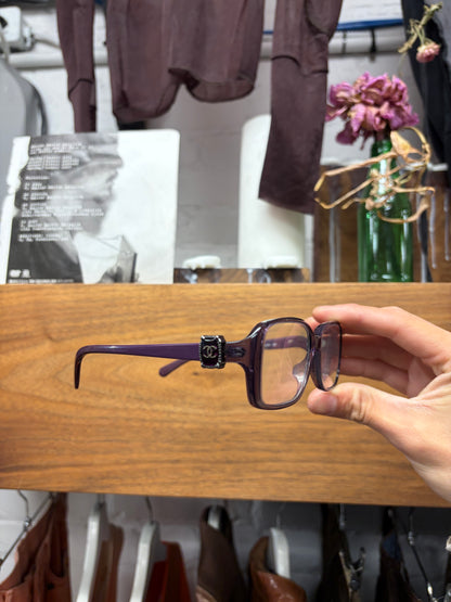 Chanel Purple Rhinestone ‘CC Interlock Logo’ Prescription Glasses