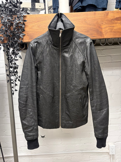 Rick Owens O&M era Lambskin Leather ‘Intarsia’ High Neck Jacket