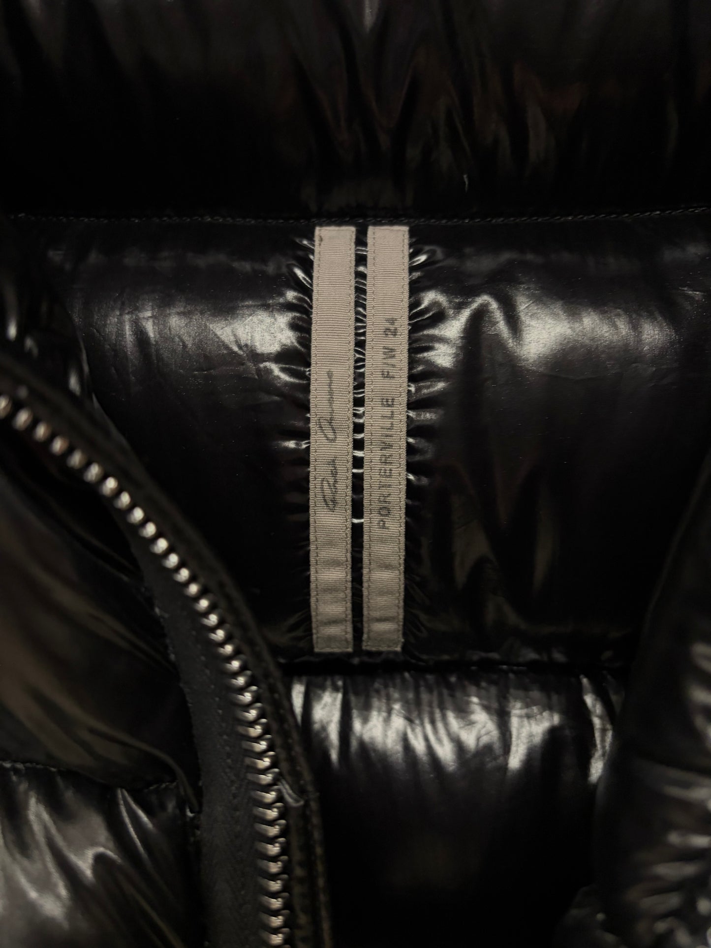 AW2024 Rick Owens ‘Porterville’ Full-Zip Black ‘Gimp’ Down Filled Puffer Jacket