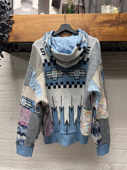 SS2026 Supreme Patchwork Zip-Up Hooded Knit Sweater