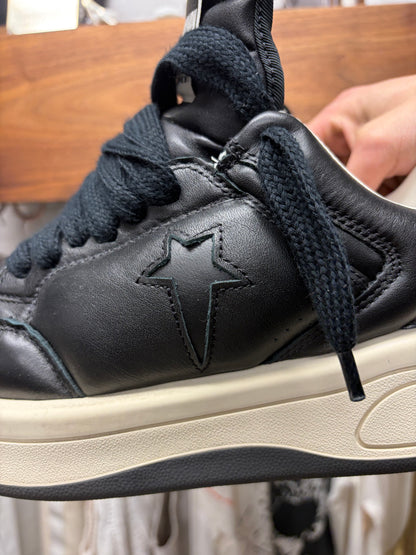 Rick Owens ‘TurboPWN’ Black Leather Low Top Sneakers