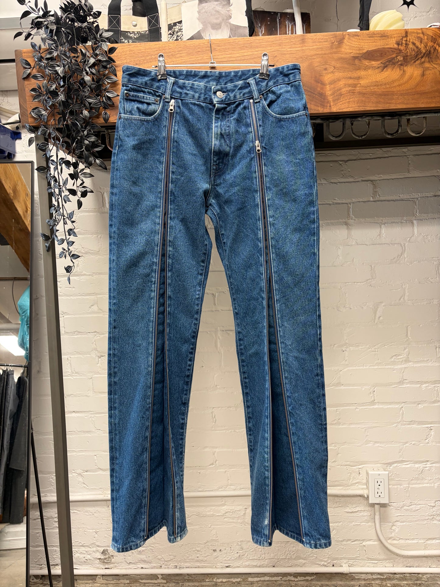 2021 Maison Margiela ‘Full Length Zip’ Blue Pleated Denim