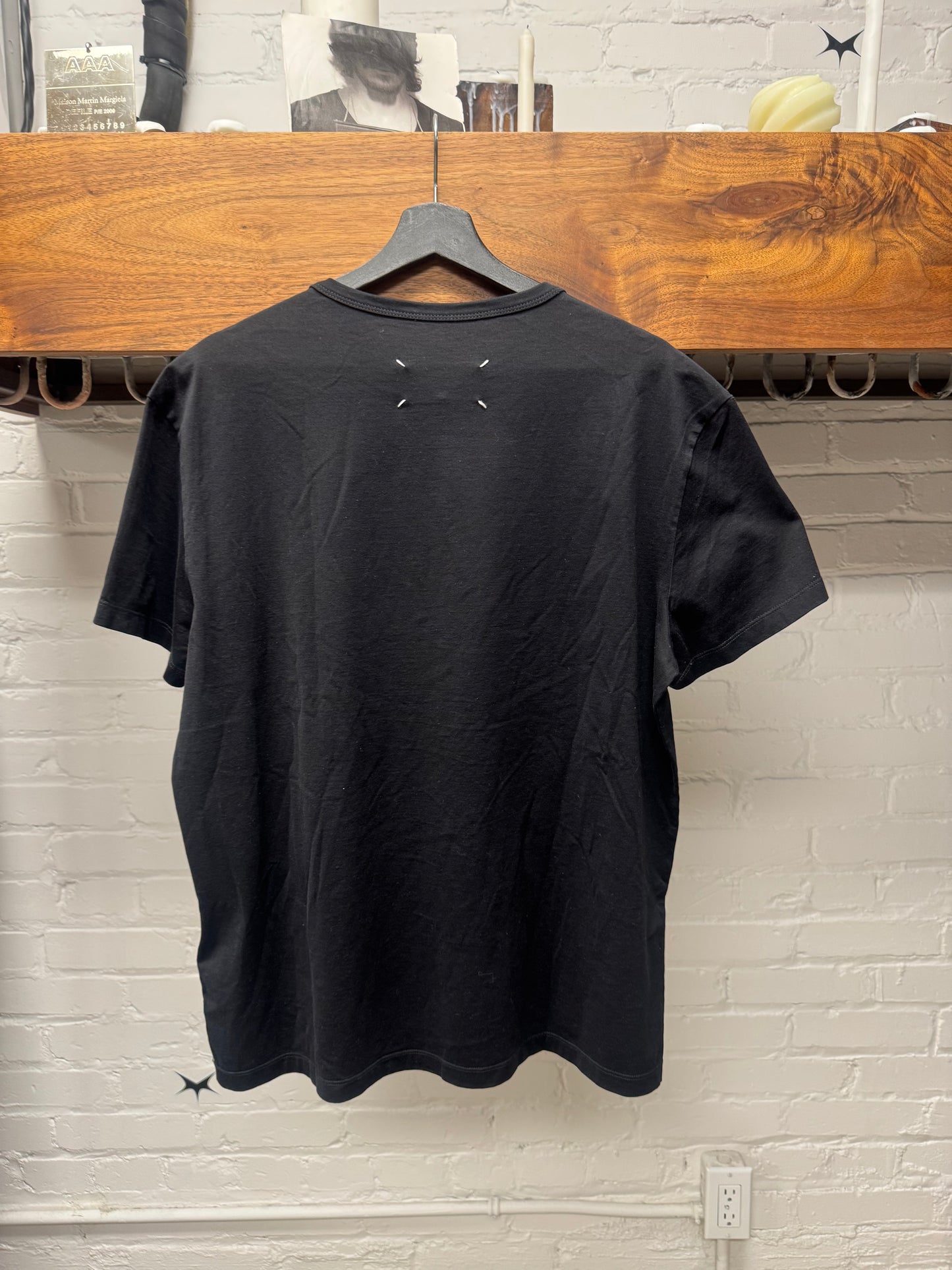 Maison Margiela Embroidered Logo Black Cotton T-Shirt