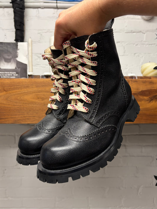 Gucci ‘Arley’ Brogue Black Leather Lace Up Combat Boots