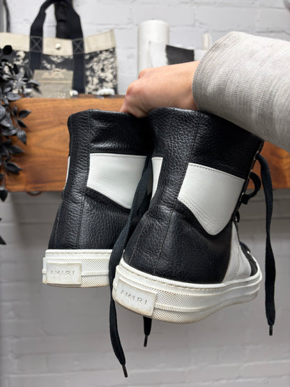 Amiri ‘Sunset’ Black/White Leather Court High Top Sneakers