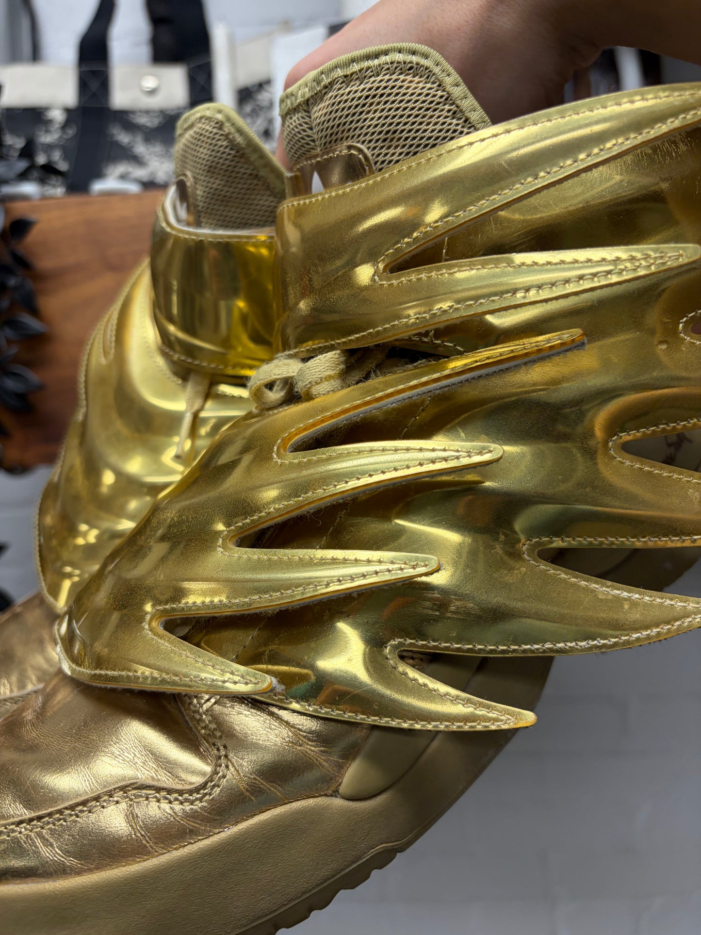 Jeremy Scott x Adidas ‘Wings 3.0’ Gold Leather High Top Sneakers