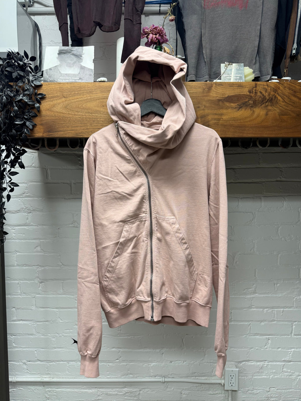 Rick Owens Faded Pink ‘Mountain’ Zip-Up Hoodie