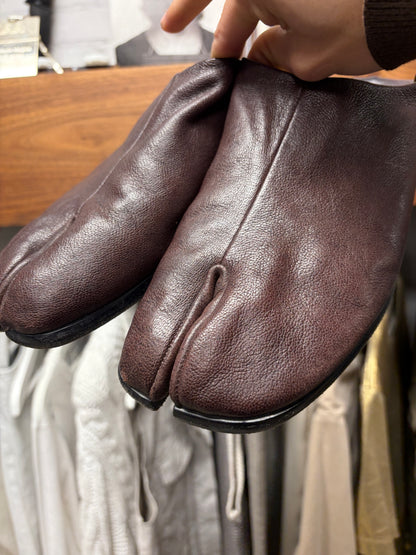 Maison Margiela ‘Tabi’ Split Toe Brown Leather Mule/Loafers
