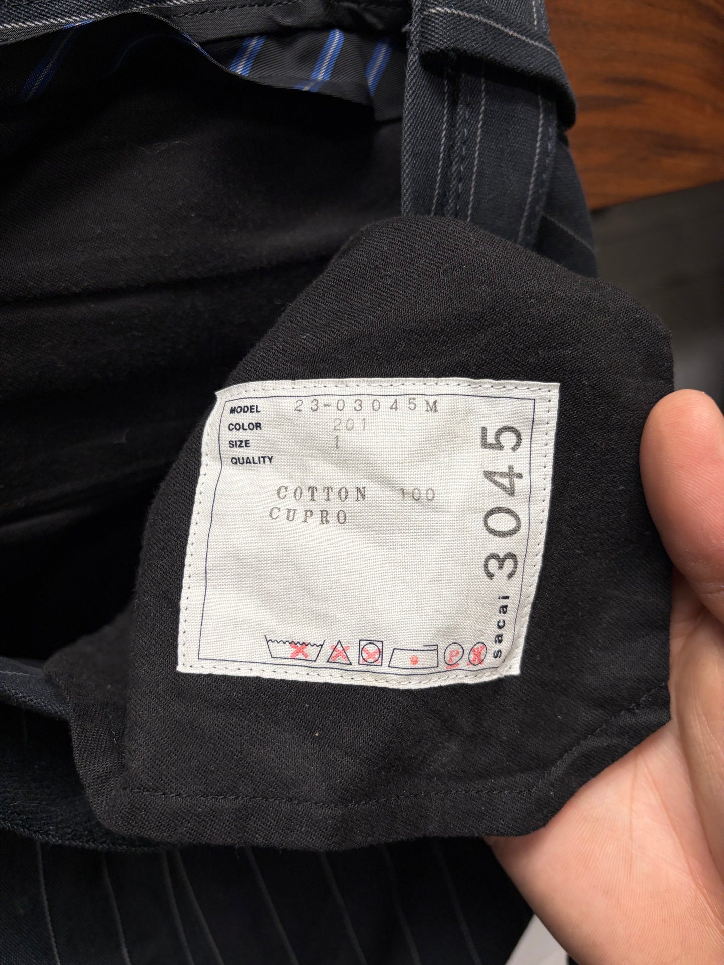 Sacai Belted Grey Pinstripe Pleated Shorts