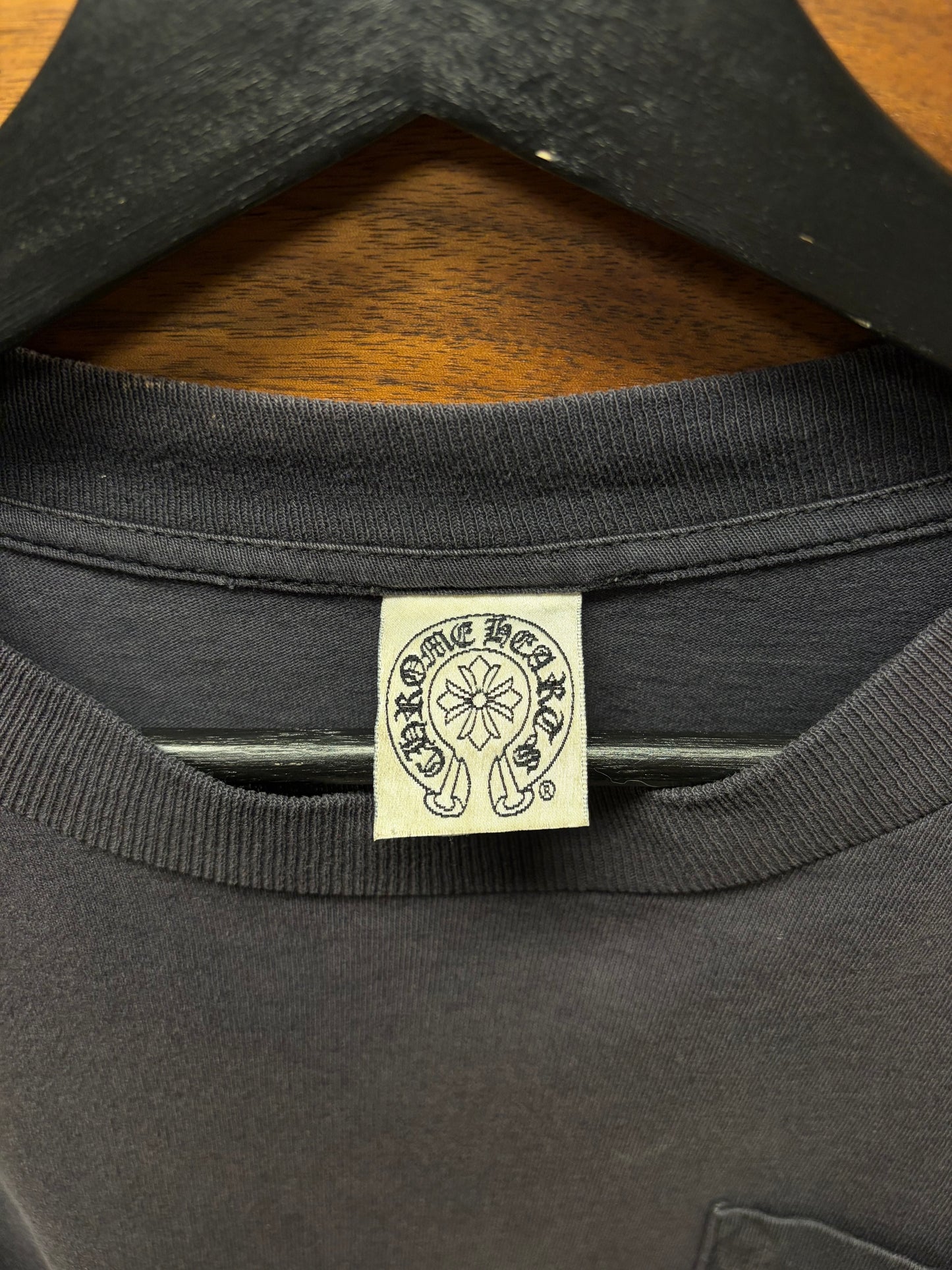 Vintage 90s Chrome Hearts Sun Faded Black ‘Script Logo’ Long Sleeve Shirt