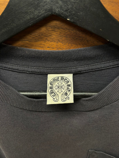 Vintage 90s Chrome Hearts Sun Faded Black ‘Script Logo’ Long Sleeve Shirt