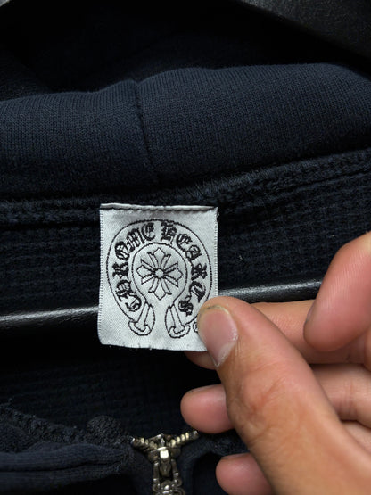 Vintage Chrome Hearts ‘Fuck You’ Thermal Lined Black Zip-Up Hoodie