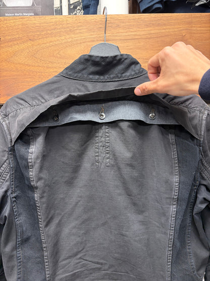 Rick Owens O&M Era Black Denim ‘Slave’ High Neck Jacket