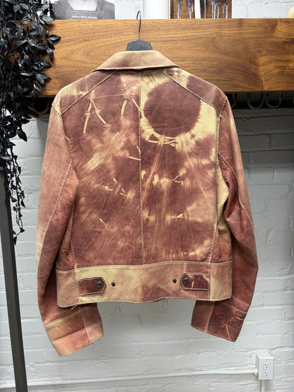 Vintage Dolce & Gabbana Red/Cream Sun Faded Pigskin Leather Jacket