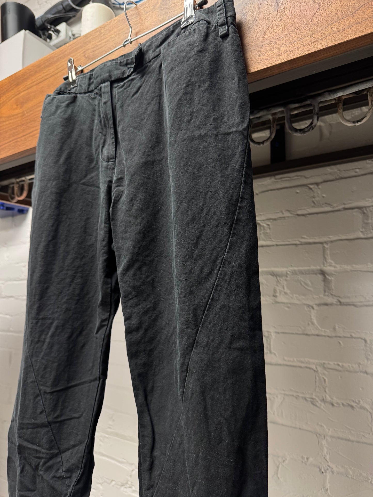 Damir Doma ‘Darted’ Black Linen/Cotton Slim Cut Pants
