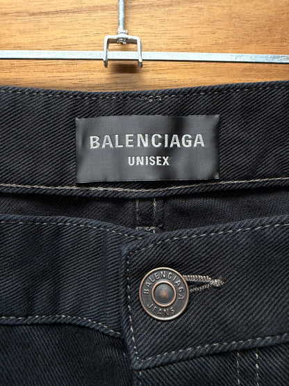 2023 Balenciaga ‘Lightly Distressed’ Black Bootcut Denim
