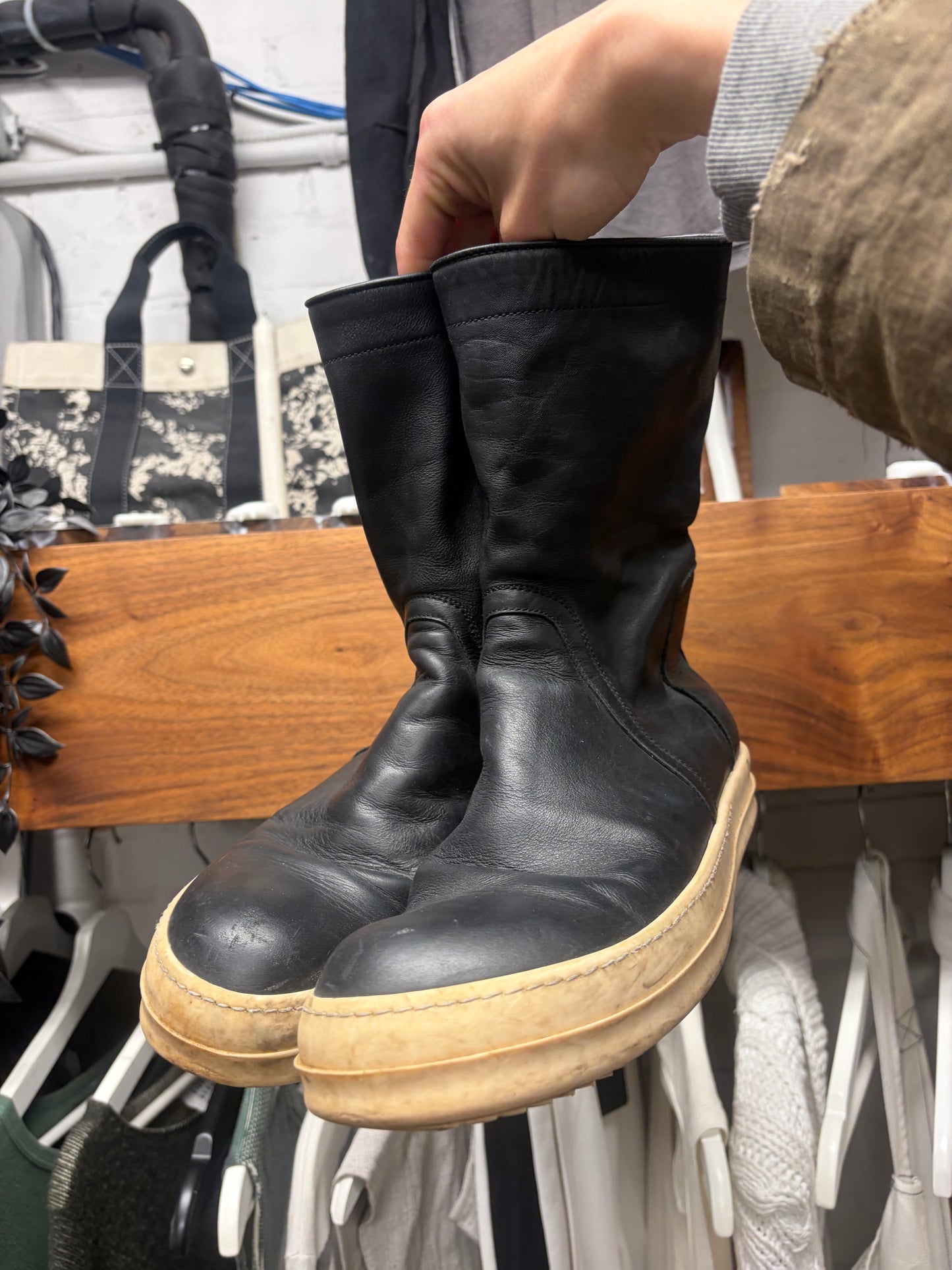 AW2014 Rick Owens ‘Creeper’ Moody Leather High Top Sneakers