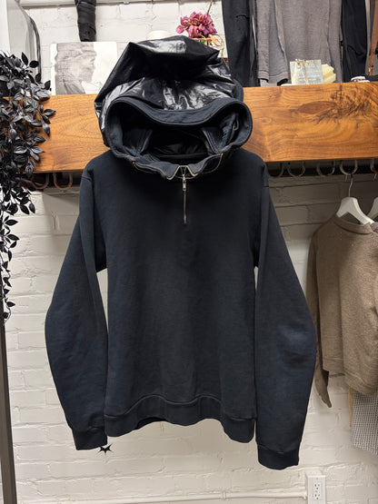 AW2007 Raf Simons ‘Alien Zip’ Black Cotton Double Hood Quarter Zip Hoodie