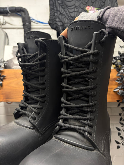 Balenciaga ‘Steroid’ Lace-Up Oversized Black Combat Boots
