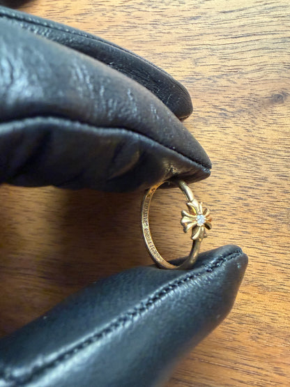 Chrome Hearts 18k Gold Plus Cross Ring with Factory Set Diamond
