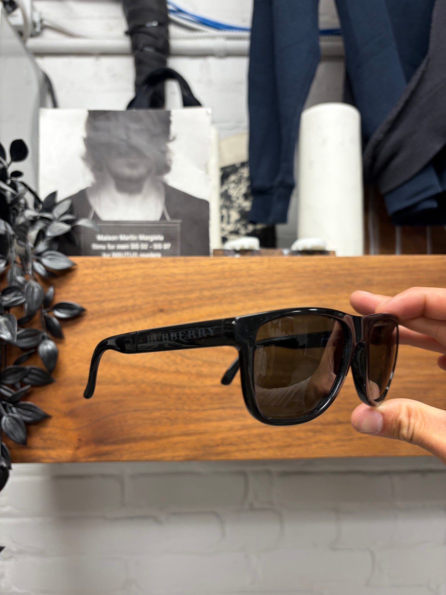Burberry ‘Foldable’ Black Wayfarer Engraved Logo Sunglasses