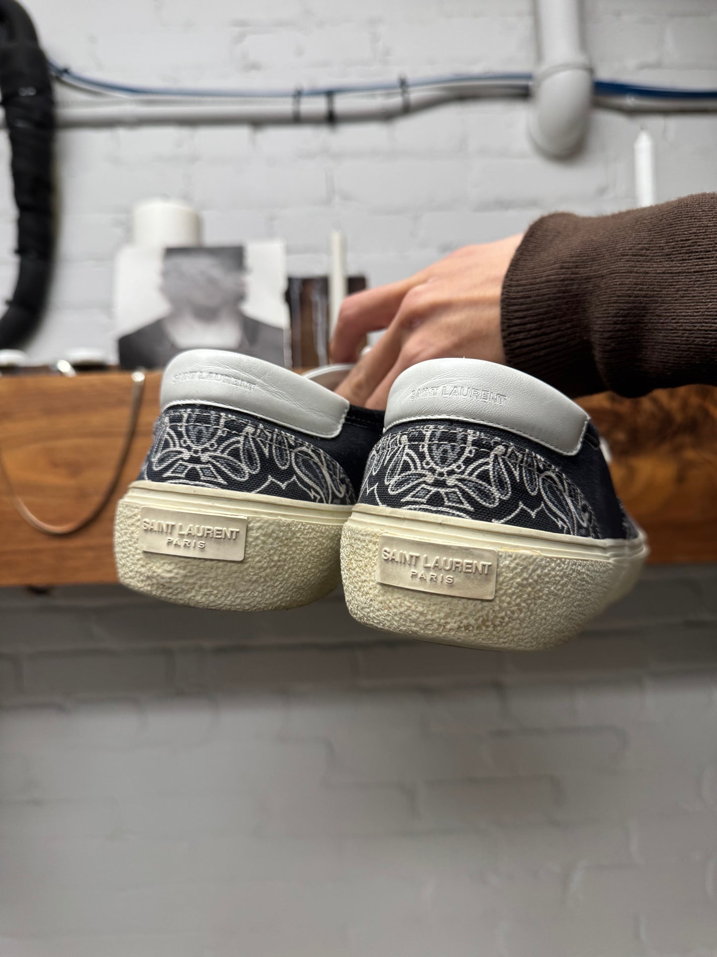 Saint Laurent ‘Skate’ Blue Paisley Low Top Sneakers
