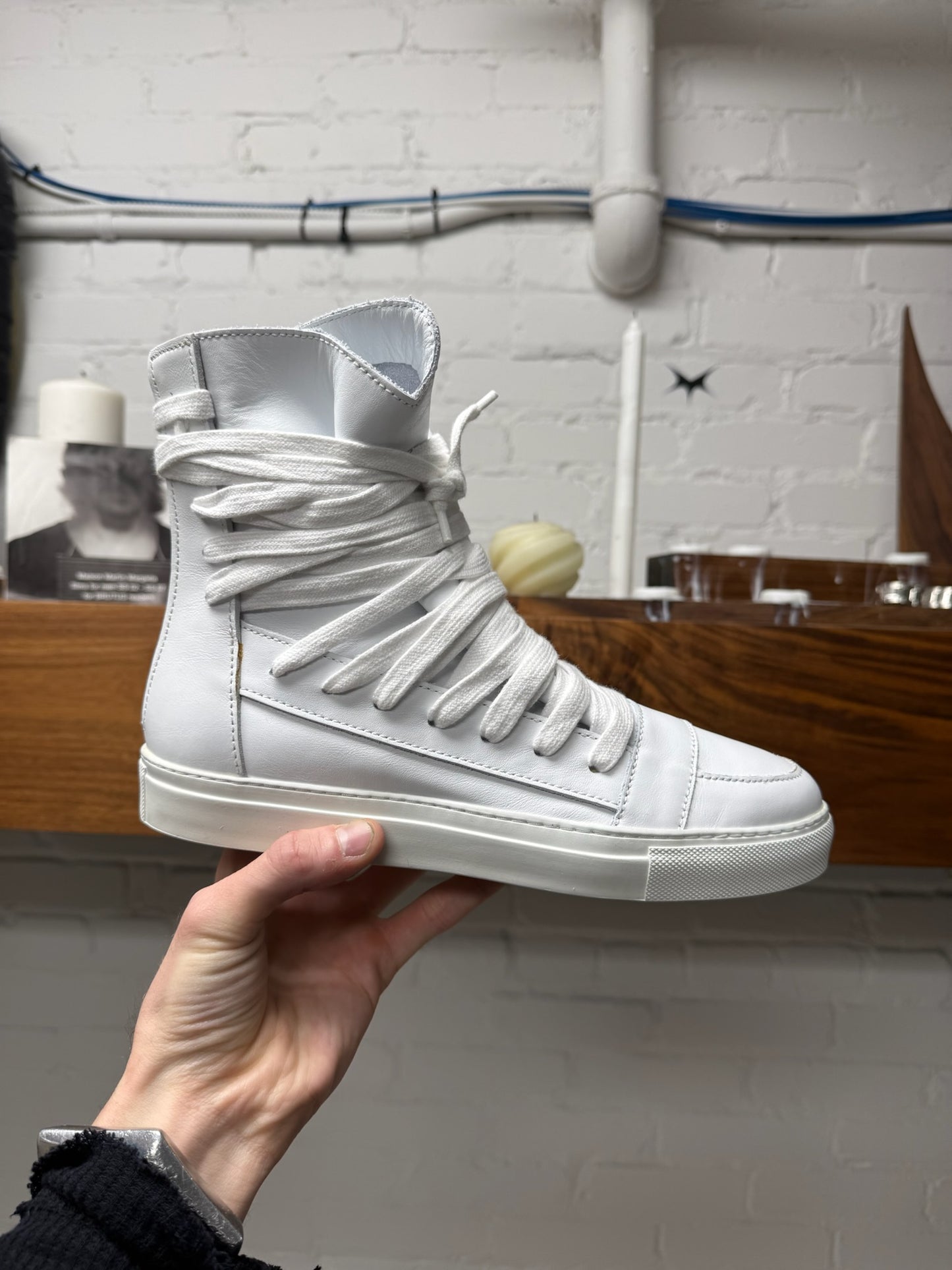 Kris Van Assche ‘Multi-Lace’ White Leather High Top Sneakers