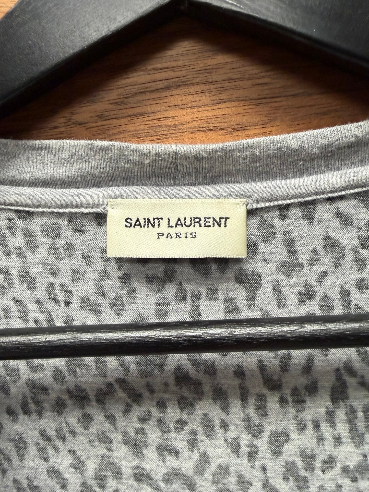 2014 Saint Laurent ‘Babycat’ Leopard Print Graphic T-Shirt