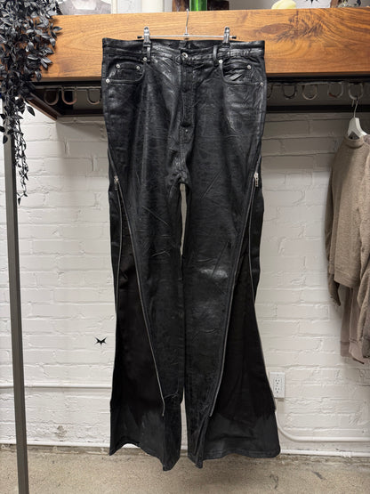 Rick Owens ‘Bolans Banana Cut’ Waxed Black Flared Leg Denim