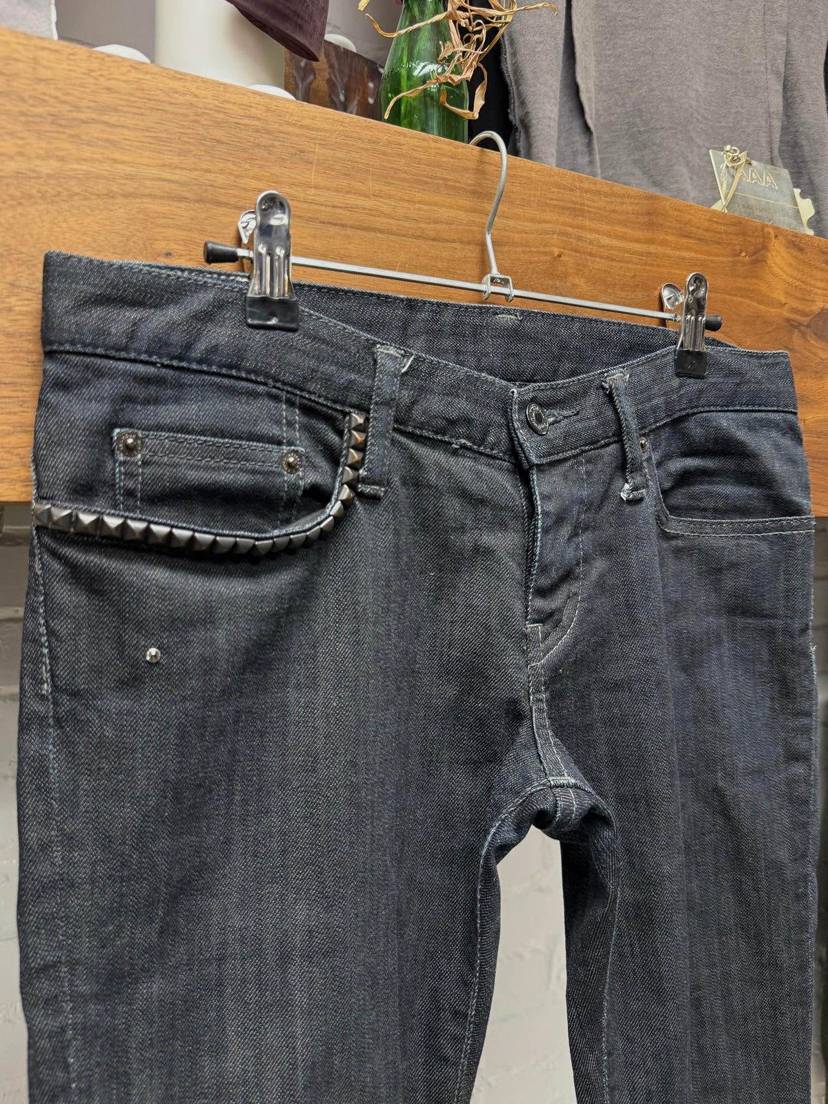 2000s Hysteric Glamour Studded Black Skinny Jeans