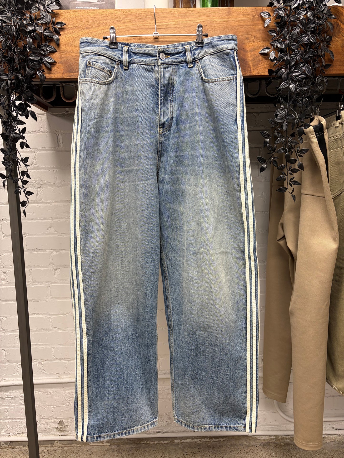 SS2023 Balenciaga x Adidas ‘3 Stripes’ Blue Wide Leg Denim