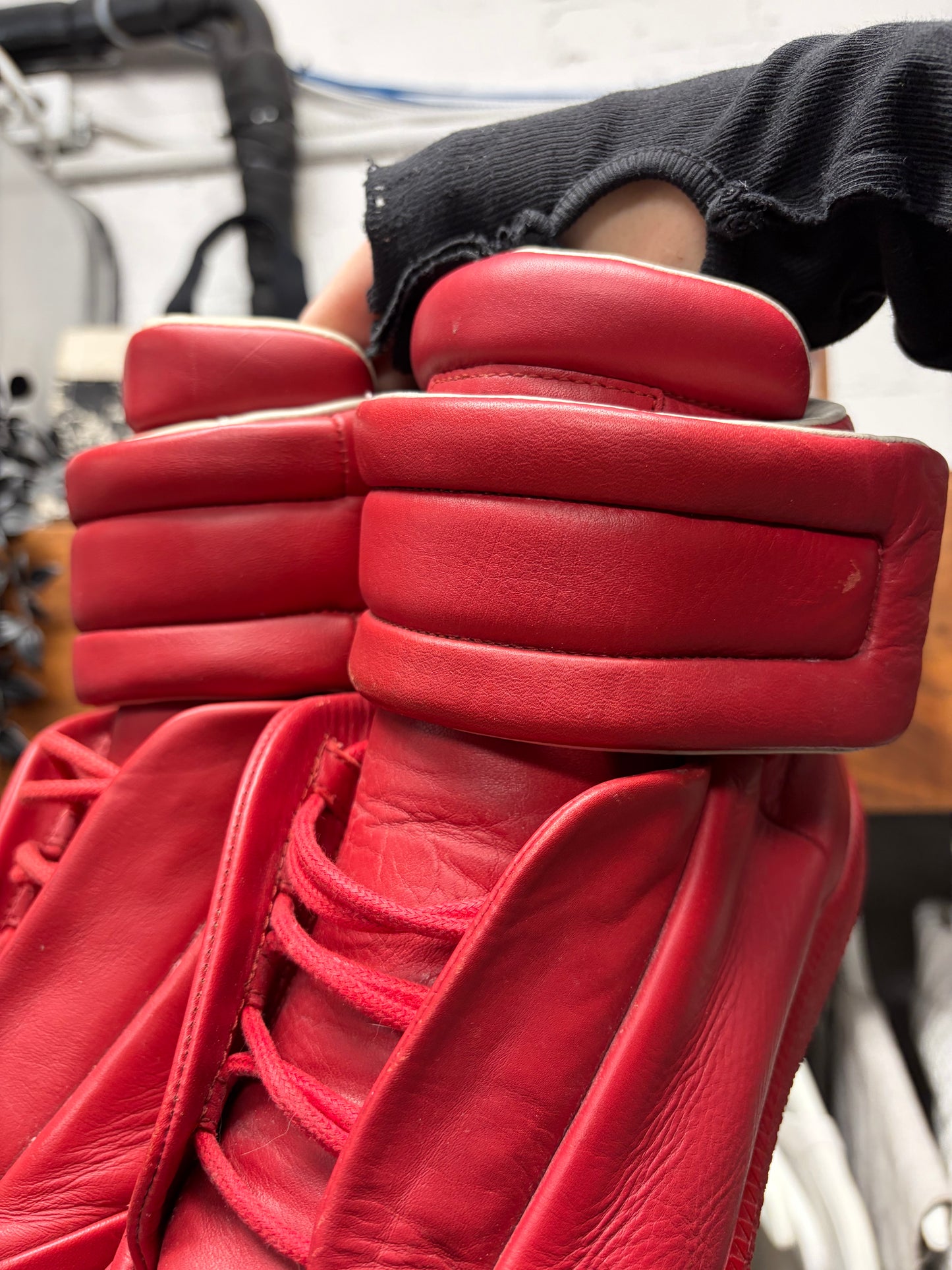 Maison Margiela ‘Future’ Red Leather High Top Sneakers