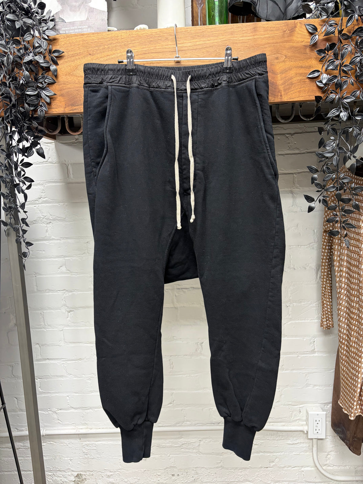 Rick Owens DRKSHDW Black Drop Crotch Drawstring Sweatpants
