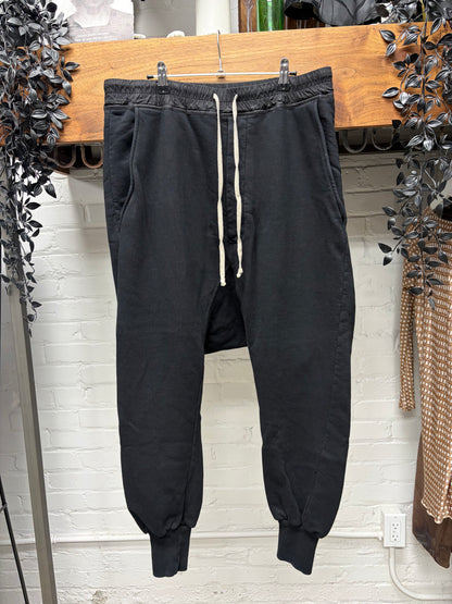 Rick Owens DRKSHDW Black Drop Crotch Drawstring Sweatpants