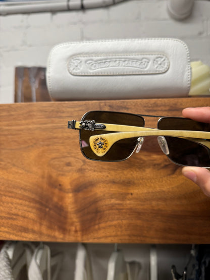 Chrome Hearts ‘Throb’ Dagger 925 Silver Detailed Wood Frame Sunglasses