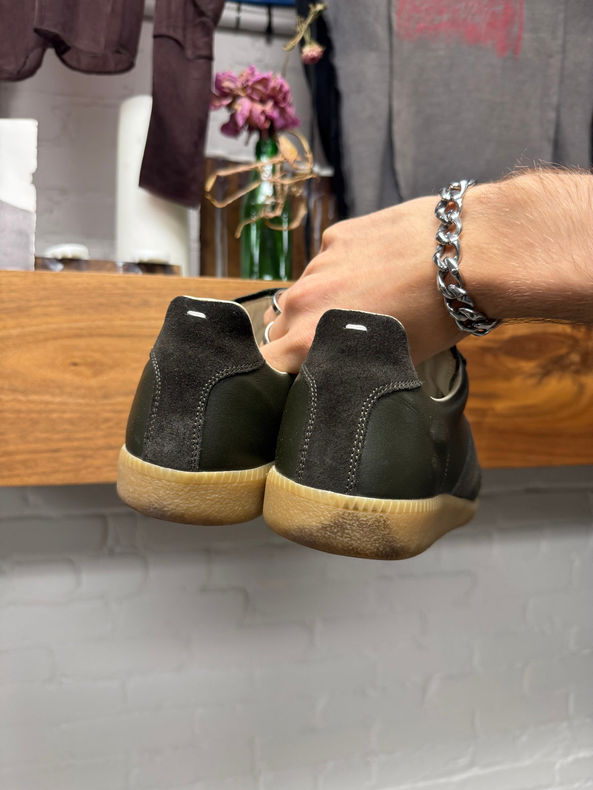 Maison Margiela ‘G.A.T.’ Dark Green/Gum Sole Low Top Sneakers