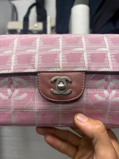 Chanel Pink Canvas ‘Chocolate Bar’ Chain Shoulder Bag