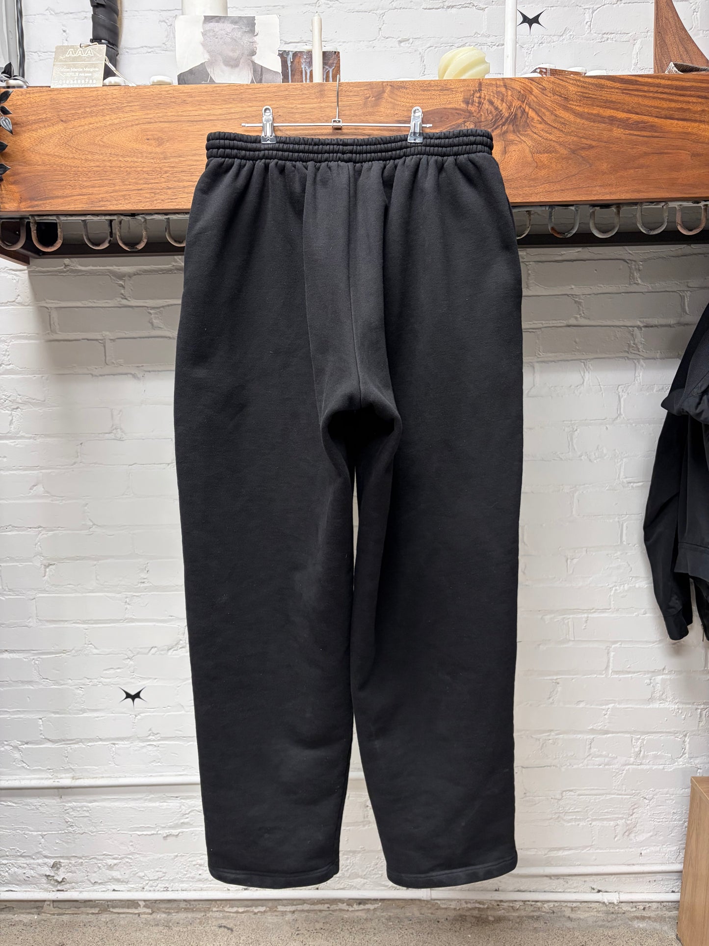 2021 Balenciaga Heavy Black Terry Cotton Relaxed Drawstring Sweatpants